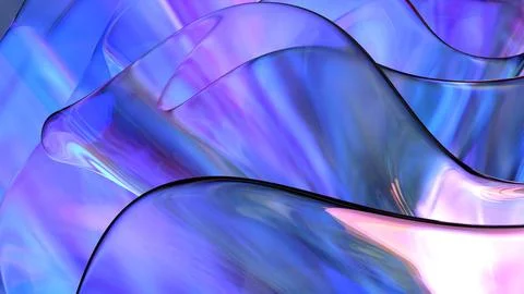 3D violet translucent abstract wave wallpaper background. Shiny curved orga.. Stockillustratie
