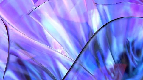 3D violet translucent abstract wave wallpaper background. Shiny curved orga.. Stockillustratie