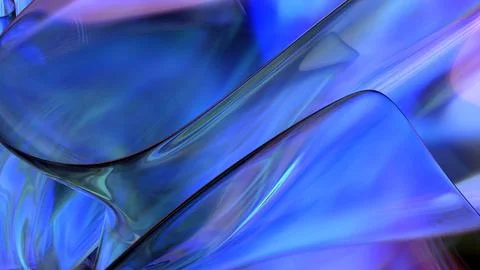 3D violet translucent abstract wave wallpaper background. Shiny curved orga.. Stockillustratie