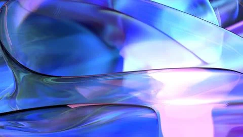 3D violet translucent abstract wave wallpaper background. Shiny curved orga.. イラスト素材