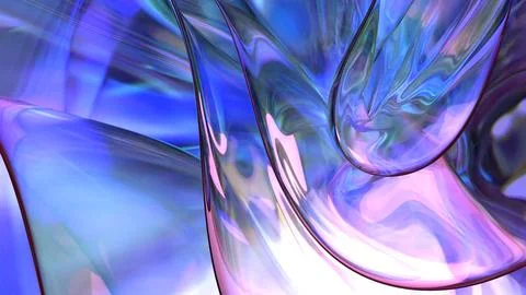 3D violet translucent abstract wave wallpaper background. Shiny curved orga.. Stockillustratie