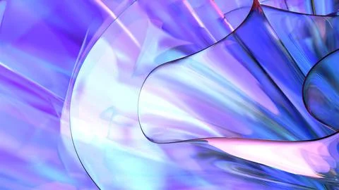 3D violet translucent abstract wave wallpaper background. Shiny curved orga.. イラスト素材