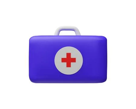 3D violet vector medical case, first aid kit, emergency box Stock Illustration