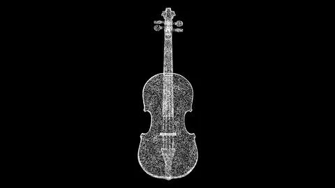 3D violin on black background. Object made of shimmering particles. Music ins 스톡 일러스트
