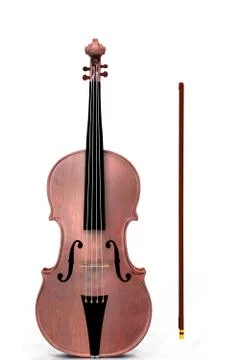 3D Violin with bow 스톡 일러스트