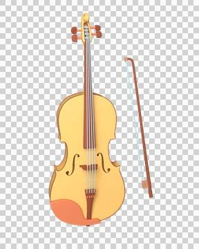 3d violin with bow isolated on white background. 3d rendering Stock Illustration