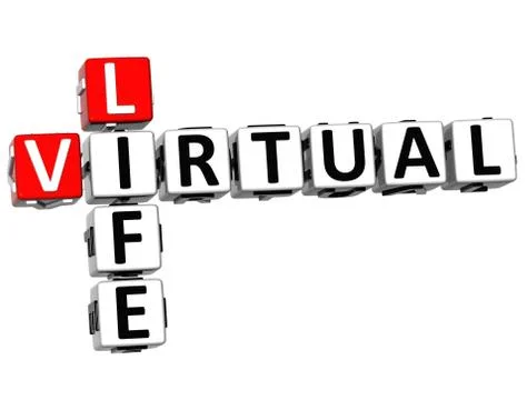 3d virtual life crossword cube words Stock Illustration