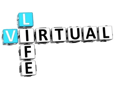 3d virtual life crossword cube words Stock Illustration