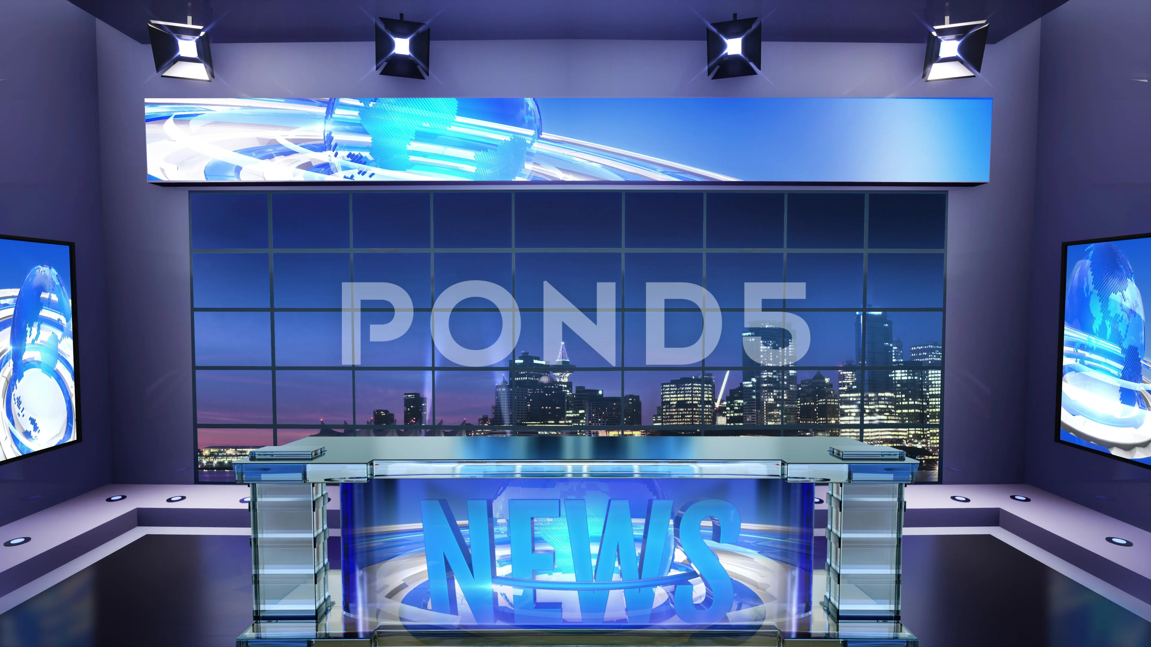 3d Virtual News Studio Announcer Table Stock Video Pond5