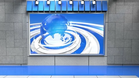 3D Virtual News Studio Background loop Stock Footage 145220753