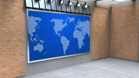 3D Virtual News Studio Background loop Stock Footage 145220765
