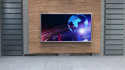 3D Virtual News Studio Background loop Stock Footage 145220827