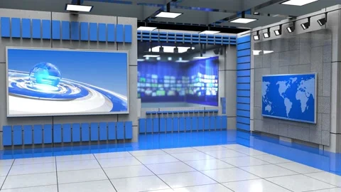 3d Virtual News Studio Background Loop Stock Video Pond5