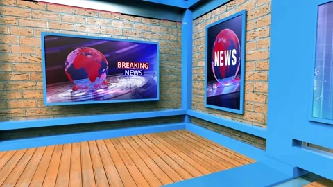 3D Virtual News Studio Background Loop Stock Footage 150011763