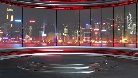 3D Virtual News Studio Background Loop Vidéo 150066942