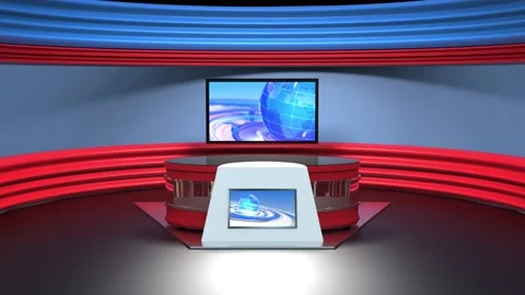 3D Virtual News Studio Background Loop Stock Footage 153632198