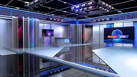3D Virtual News Studio Background, Loop | Stock Video | Pond5