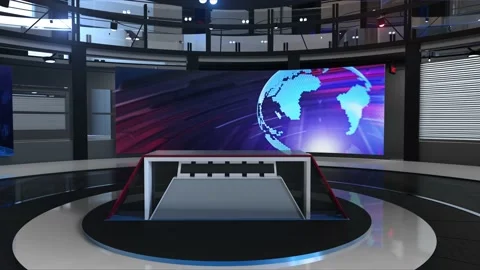 3d virtual news studio background loop Stock Footage 157374568