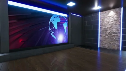 3D Virtual News Studio Background Stock Footage 170871353