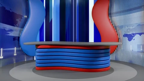 3D Virtual News Studio Background Loop Stock Footage 303967304
