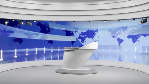 3D Virtual News Studio Background Loop Stock Footage 304297086