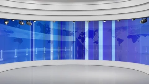 3D Virtual News Studio Background Loop Stock Footage 304297209