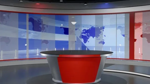 3D Virtual News Studio Background Loop Stock Footage 304298345