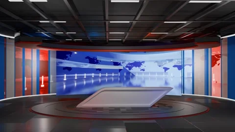 3D Virtual News Studio Background Loop Stock Footage 304576410