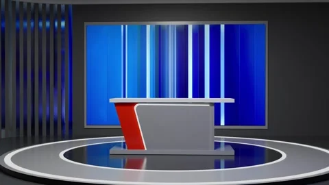 3D Virtual News Studio Background Loop Video stock 304576754