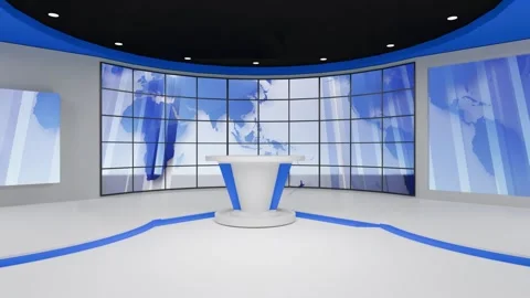 3D Virtual News Studio Background Loop Stock Footage 304996032
