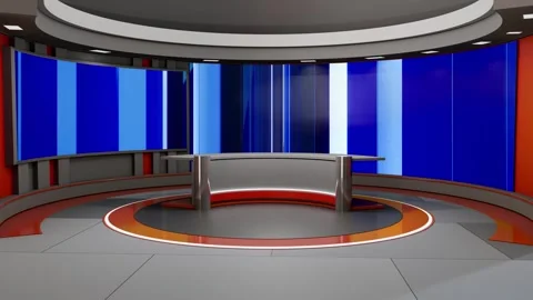 3D Virtual News Studio Background Loop Stock Footage 305633568