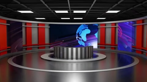 3D Virtual News Studio Background Loop Stock Footage 306010384