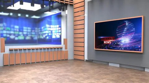 3D Virtual News Studio Background, 3d illustration Illustration