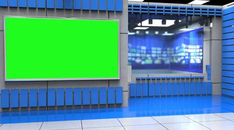3D Virtual News Studio Background, 3d illustration Illustration
