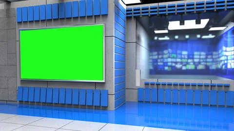 3D Virtual News Studio Background, 3d illustration Illustration
