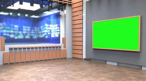 3D Virtual News Studio Background, 3d illustration Illustration