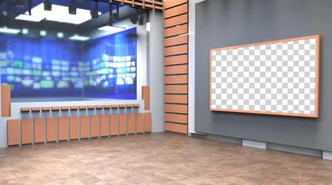 3D Virtual News Studio Background, 3d illustration Illustration