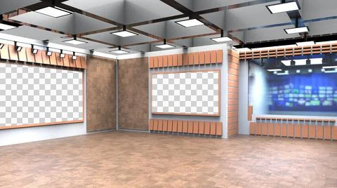 3D Virtual News Studio Background, 3d illustration Illustration