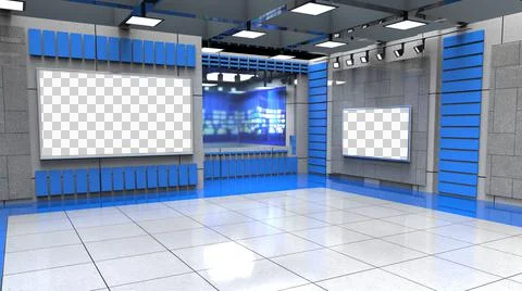 3D Virtual News Studio Background, 3d illustration Illustration