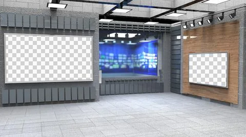 3D Virtual News Studio Background, 3d illustration Illustration