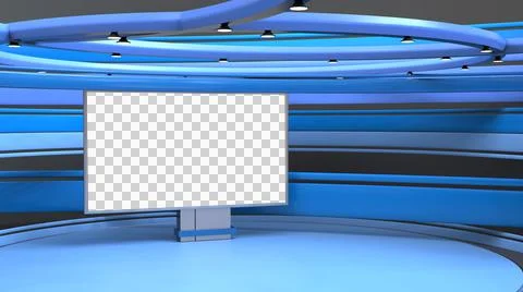 3D Virtual News Studio Background, 3d illustration Stock Illustration