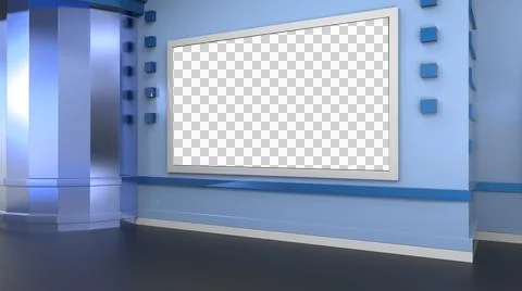 3D Virtual News Studio Background, 3d illustration Stock Illustration