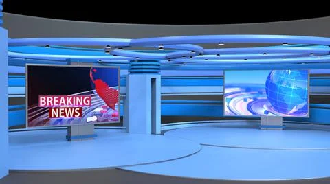 3D Virtual News Studio Background, 3d illustration Illustration