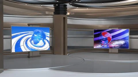 3D Virtual News Studio Background, 3d illustration Illustration