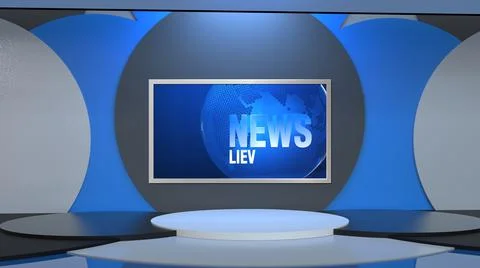 3D Virtual News Studio Background, 3d illustration Illustration