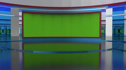3D Virtual News Studio Background, 3d illustration Illustration