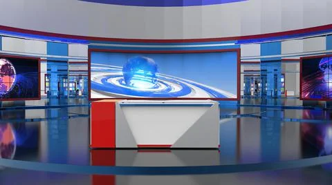 3D Virtual News Studio Background, 3d illustration Illustration