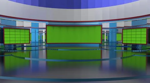 3D Virtual News Studio Background, 3d illustration Illustration