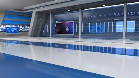 3D Virtual News Studio Background, 3d illustration Illustration