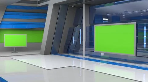 3D Virtual News Studio Background, 3d illustration Illustration